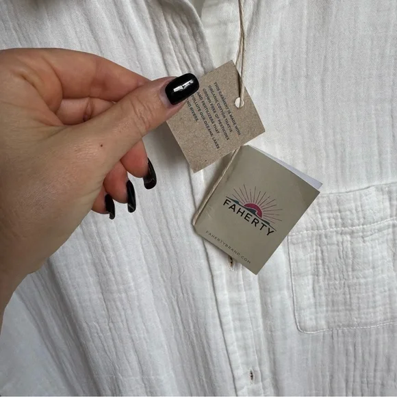 NWT FAHERTY Dream Cotton Gauze Maxi Shirt Dress Sz XS - Picture 9 of 11